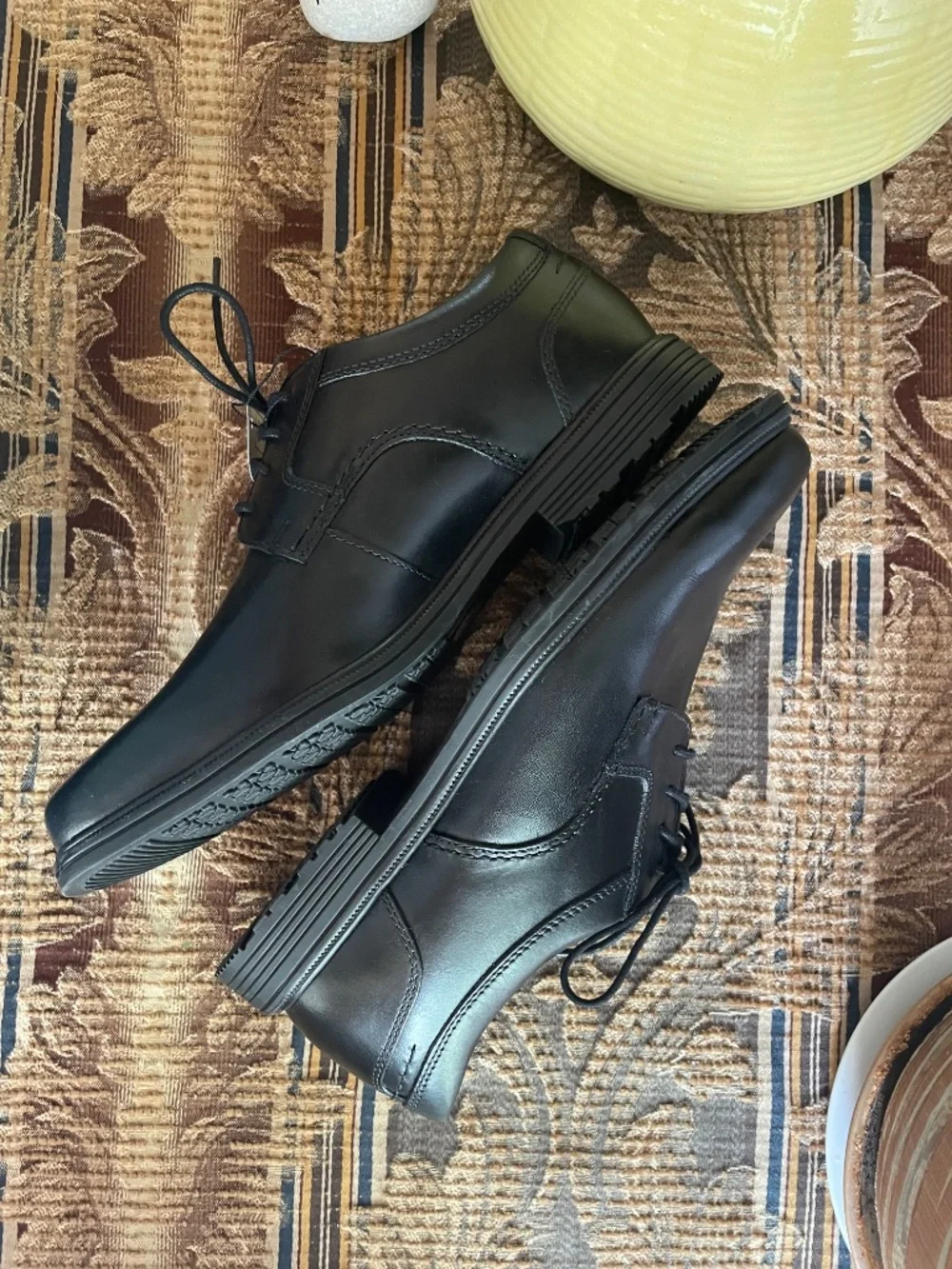 NWT Rockport men's tailor waterproof plain to Oxford, black leather size 8